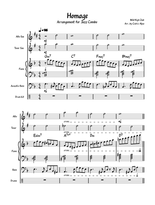 Homage – Mild High Club (Jazz Combo Arr.)