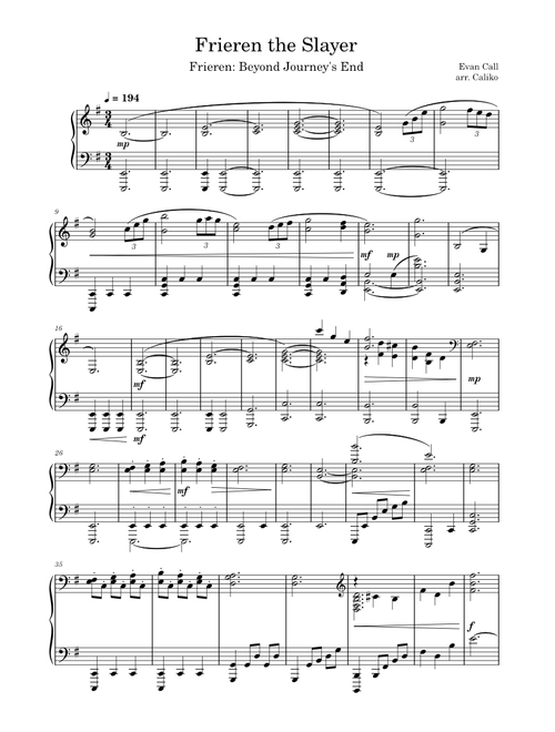 Frieren the Slayer - Frieren: Beyond Journey's End OST Piano Solo