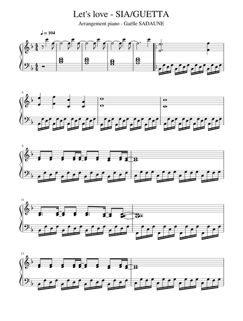 Let's Love – David Guetta and Sia Let's love - SIA GUETTA Arrangement Gaëlle SADAUNE