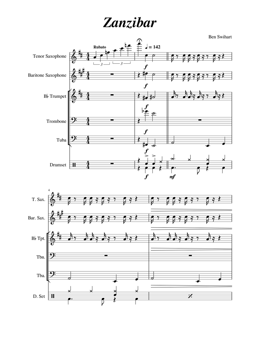 Zanzibar – Billy Joel Sheet Music with Chords for Trombone