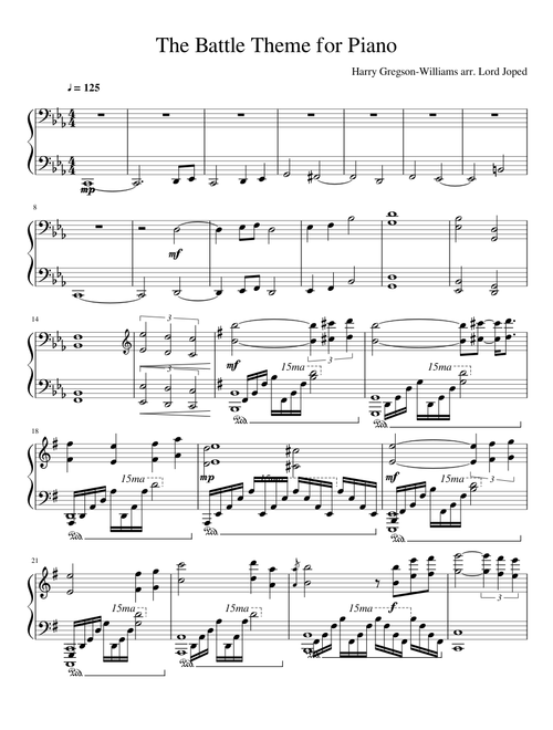 The Battle Theme for Virtuoso Piano