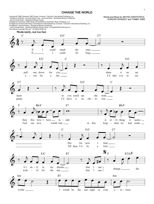 Change The World - Eric Clapton (Easy Lead Sheet - Fake Book)