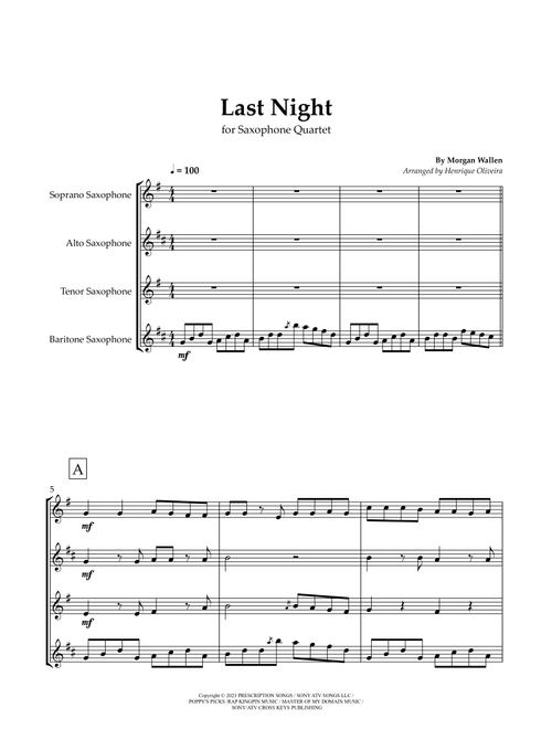 Last Night (Arr. Henrique Oliveira) - Morgan Wallen (Woodwind Ensemble)