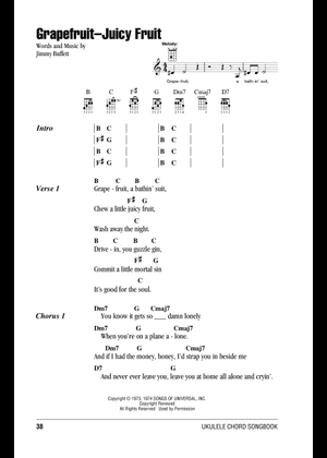 Grapefruit-Juicy Fruit - Jimmy Buffett Sheet Music with Chords for