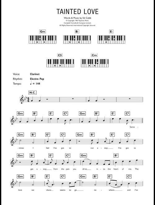 Tainted Love - Soft Cell (Piano Chords-Lyrics)