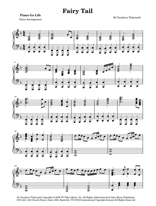 Fairy Tail (Arr. Piano Go Life) - Yasuharu Takanashi (Piano Solo)