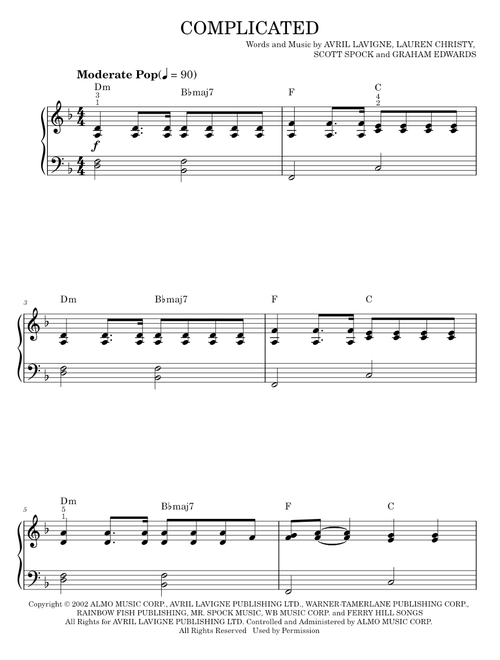 Complicated - Avril Lavigne (Easy Piano)