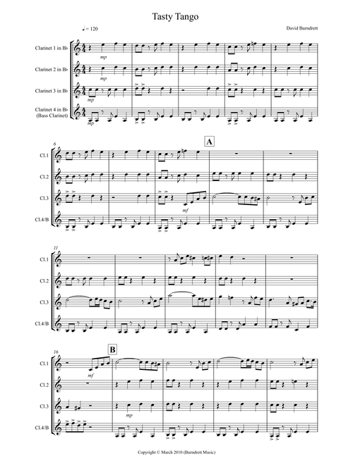Tasty Tango for Clarinet Quartet - David Burndrett (Clarinet Solo)