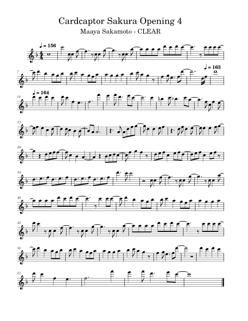 Cardcaptor Sakura Opening 4 Sheet Music for Flute (Solo