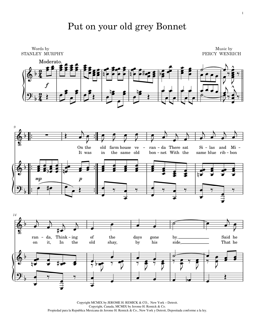 Put On Your Old Grey Bonnet Lyrics Put On Your Old Grey Bonnet Lyrics