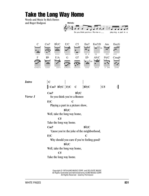 Take The Long Way Home - Supertramp (Guitar Chords-Lyrics)