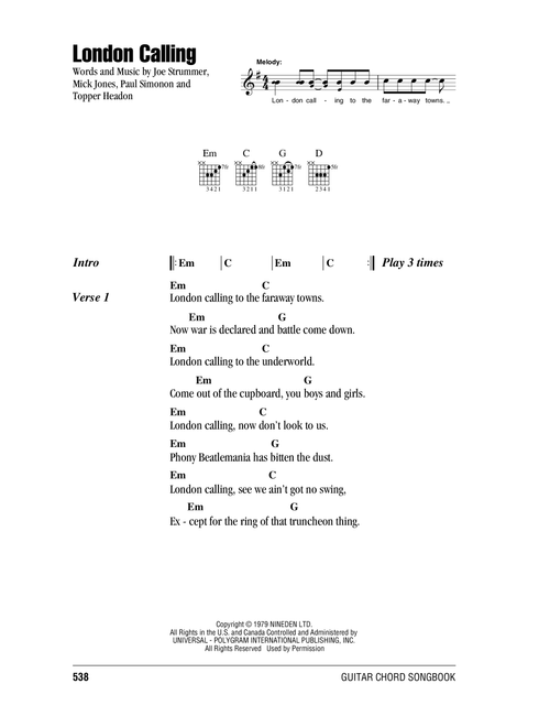 London Calling - The Clash (Guitar Chords-Lyrics)