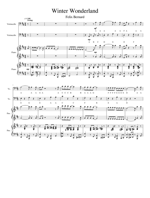 Winter Wonderland Cello Adapted