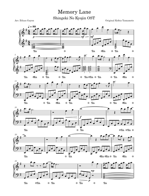 Memory Lane | Piano Arrangement