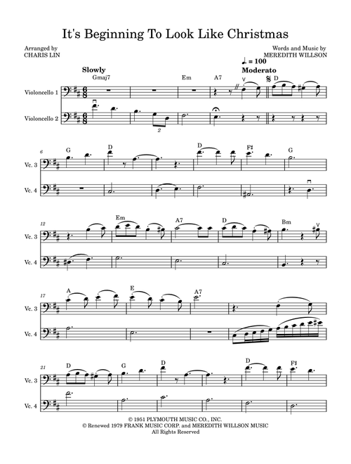 It's Beginning To Look Like Christmas (Arr. Charis Lin) - #1 Holiday Carolers (Cello Duet)