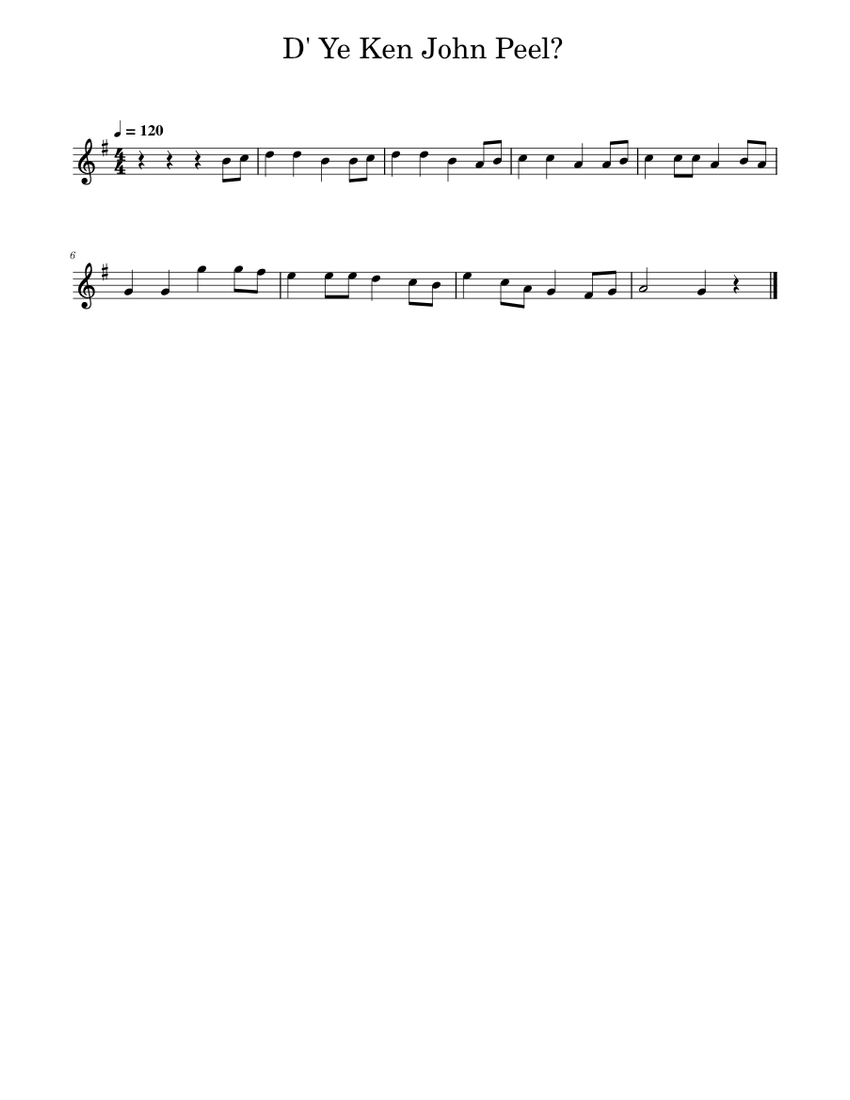 D' Ye Ken John Peel? Sheet music for Flute (Solo)
