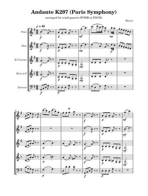 Andante from Symphony No.31 in D major, K.297/300a – Wolfgang Amadeus Mozart