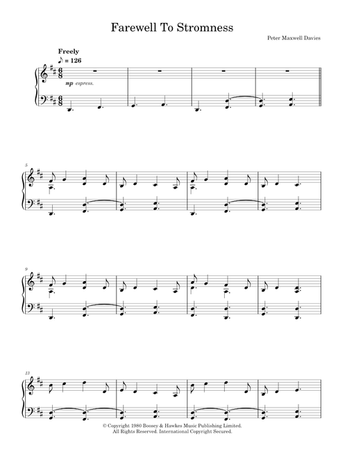 Farewell To Stromness - Peter Maxwell Davies (Piano Solo)
