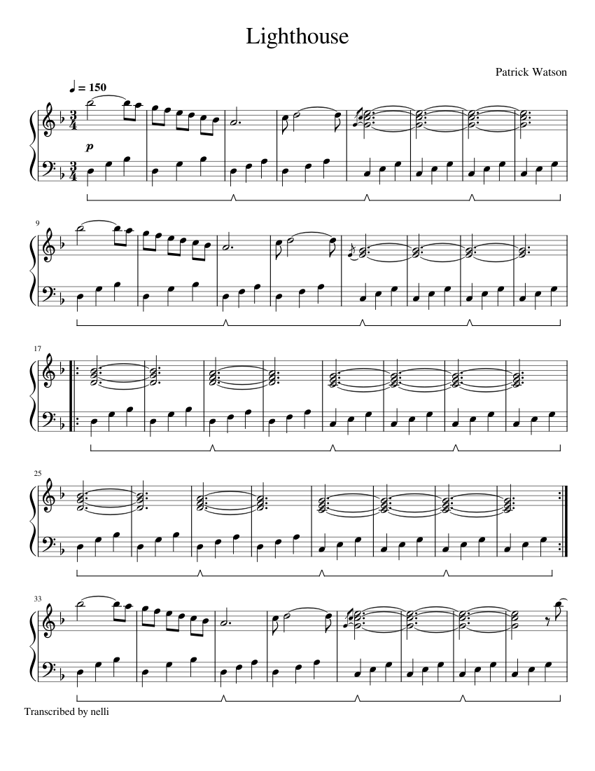 Patrick Watson Lighthouse Sheet music for Piano (Solo)