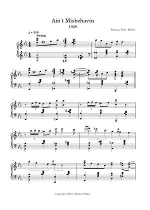 Play Official version of Ain't Misbehavin' Sheet Music by Thomas
