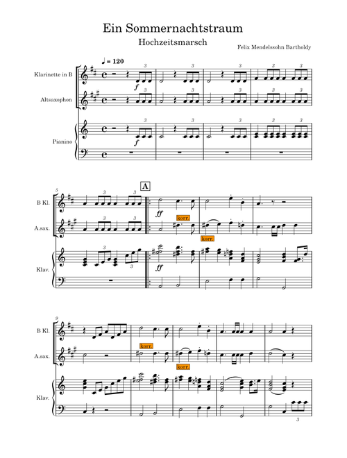 Hochzeitsmarsch – Felix Mendelssohn (Partitur)