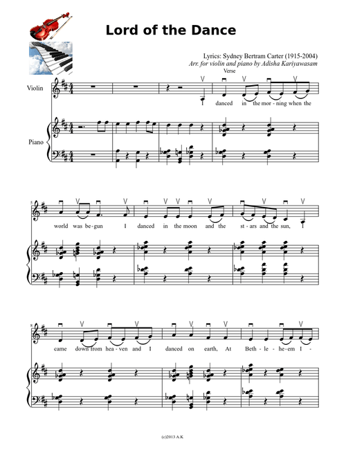 Lord of the Dance (Violin and Piano)