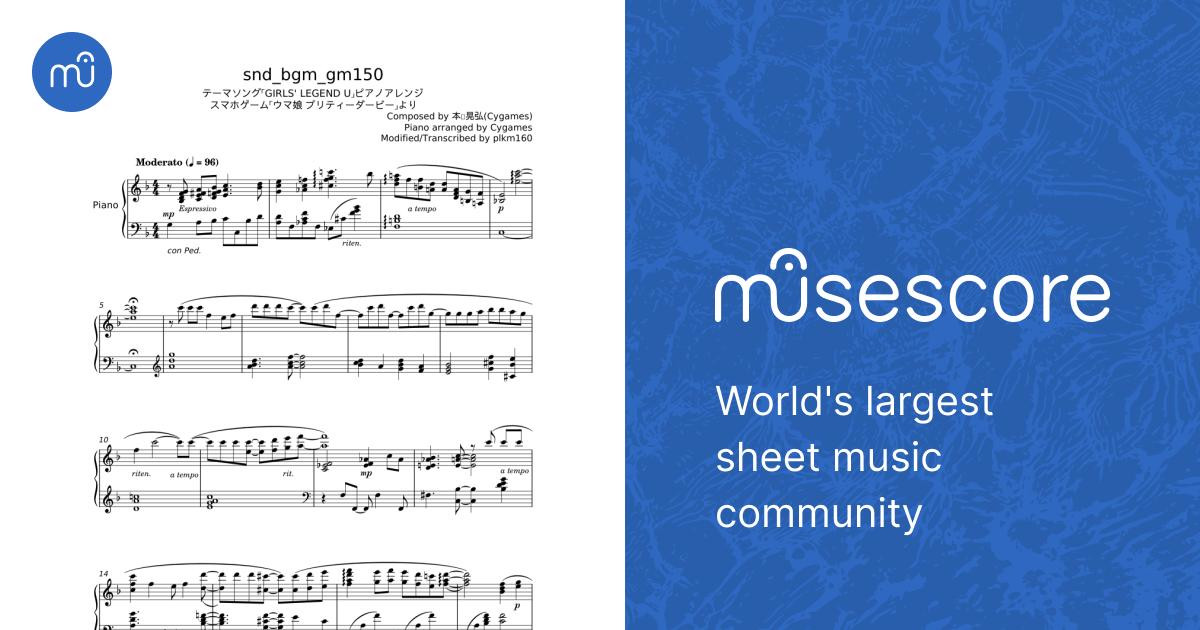 Girls Legend U - 本⽥晃弘;Cygames Sheet Music for Piano (Piano Duo
