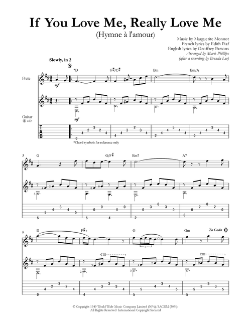If You Love Me Really Love Me (Hymne A L'amour) (Arr. Mark Phillips) - Kaye Starr (Instrumental Duet)