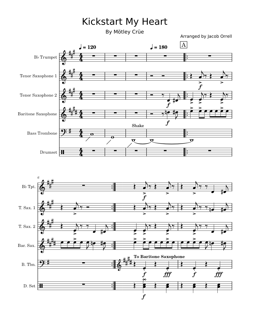 Kickstart My Heart Brass Band – Mötley Crüe Sheet music for Trombone ...