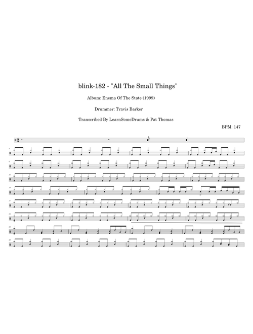 blink-182 - "All The Small Things" (Drum Score)