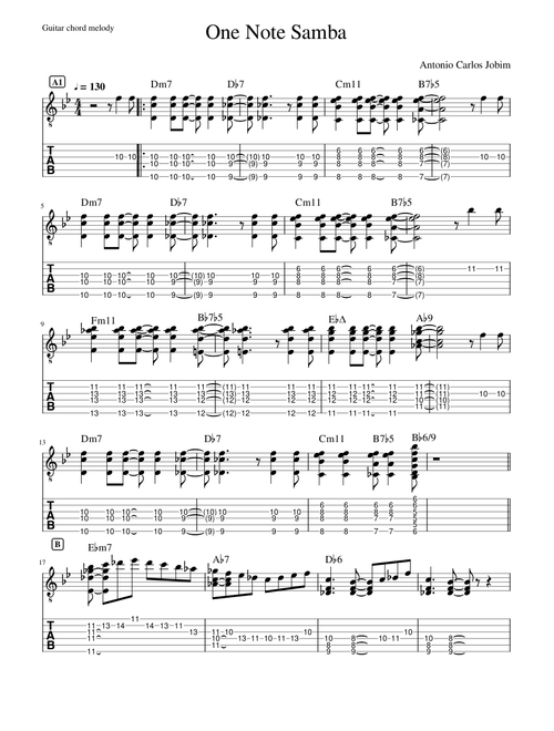 One Note Samba (guitar chord melody)