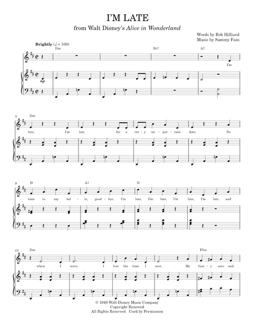 I'm Late - Sammy Fain (Piano Vocal)