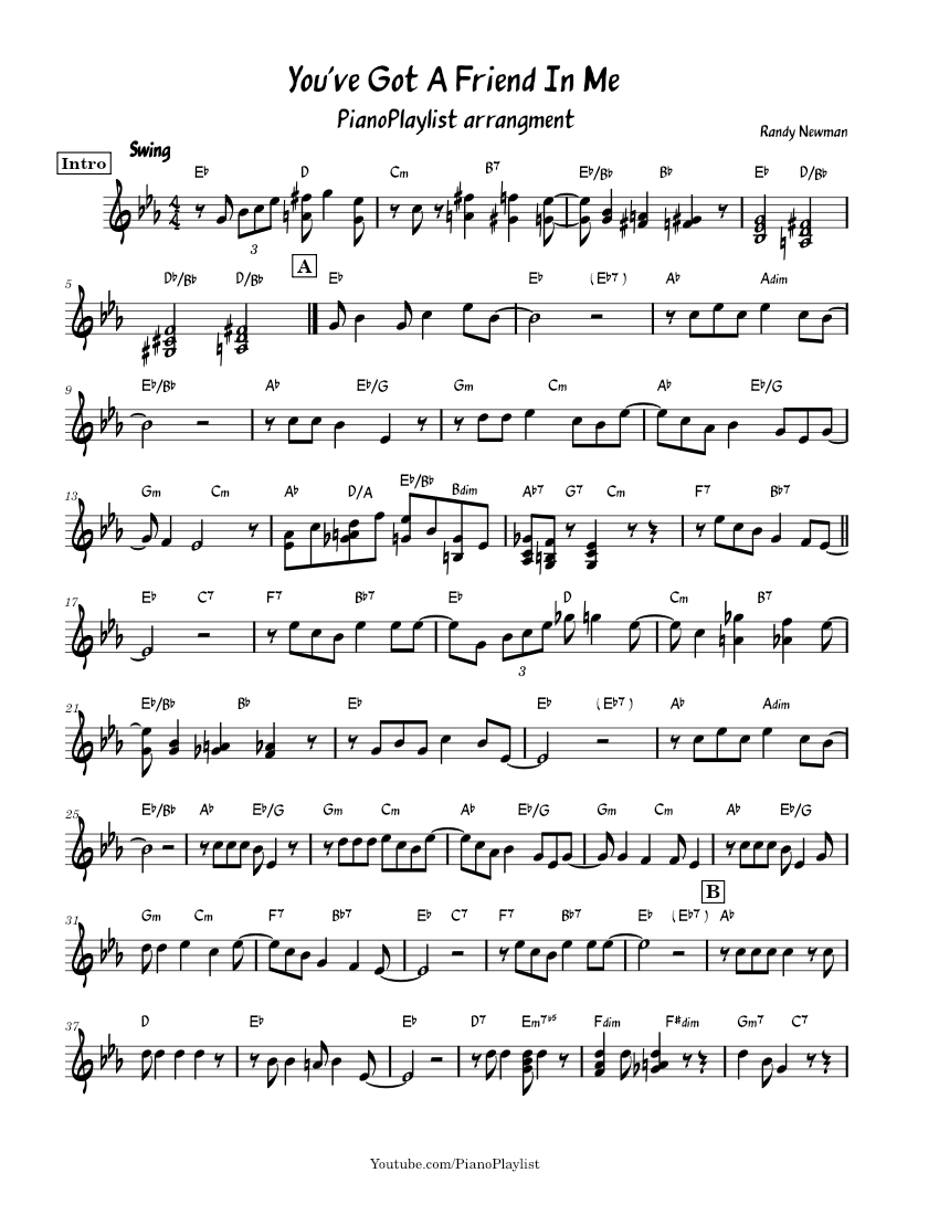 You've Got A Friend In Me - Piano Sheet Music with Chords for
