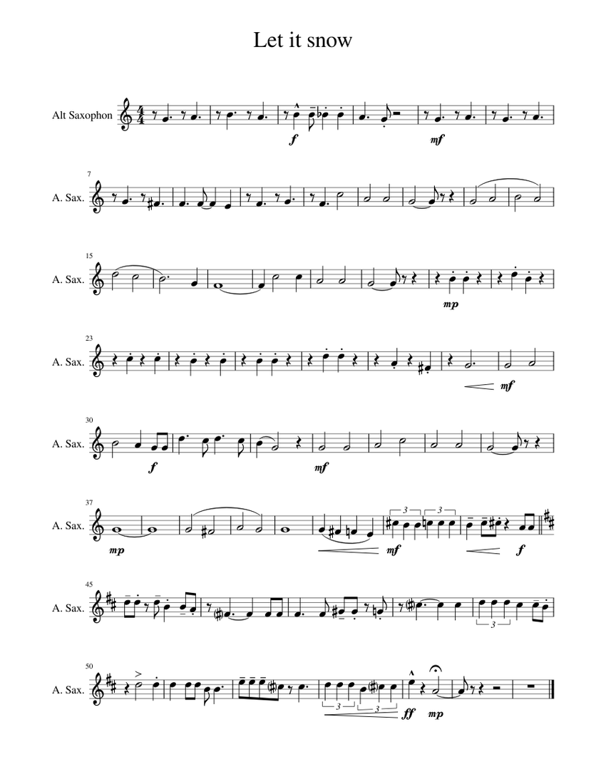 Let it Snow - Jule Styne Sheet Music for Saxophone alto, Trumpet in b ...