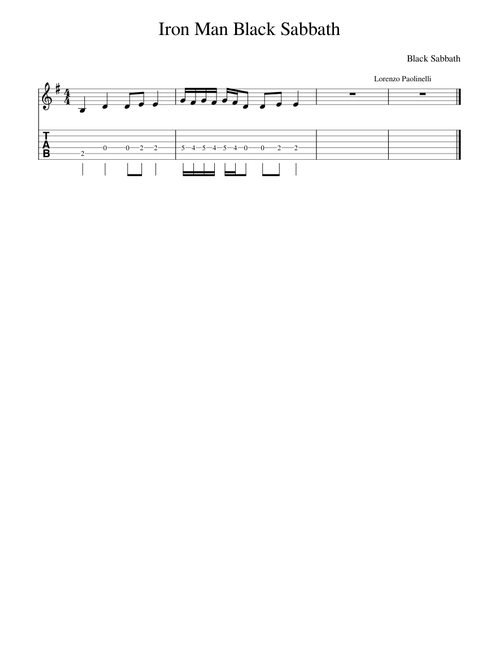 Iron Man Black Sabbath begginer tab