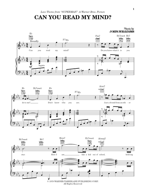 Can You Read My Mind? (Love Theme from SUPERMAN) - John Williams, Leslie Bricusse (Piano-Vocal-Guitar)