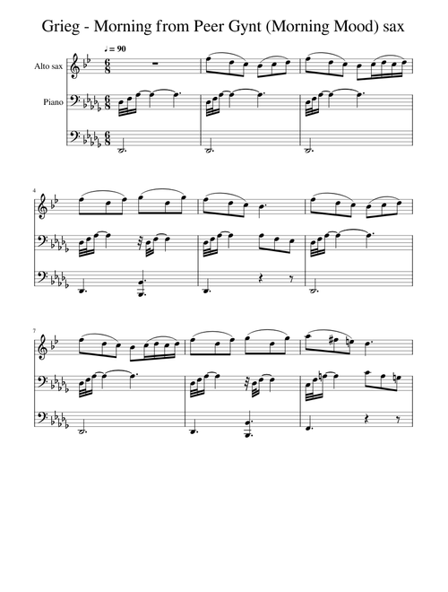 Grieg Morning from Peer Gynt Morning Mood sax