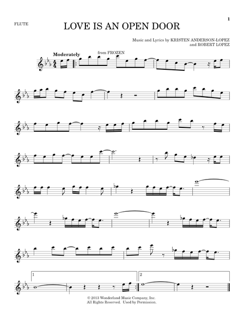 Love Is An Open Door (from Frozen) - Kristen Bell & Santino Fontana (Flute Solo)