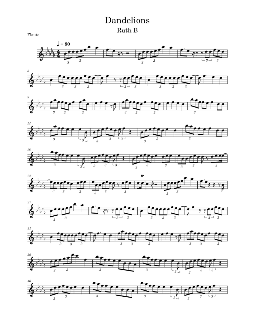 Dandelions Ruth B Dandelions flauta Sheet music for Flute (Solo