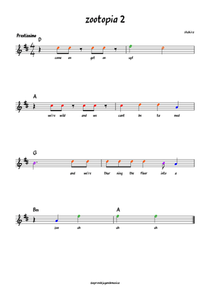 Play Official version of Zoo Sheet Music by Shakira for Piano ...