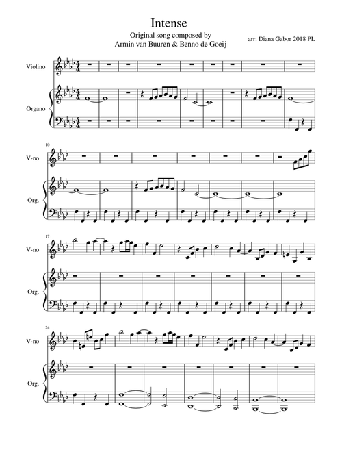 Armin Van Buuren - Intense - arr. for violin& pianoforte/orgue