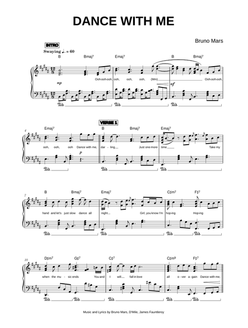 Dance With Me - Bruno Mars (Piano)