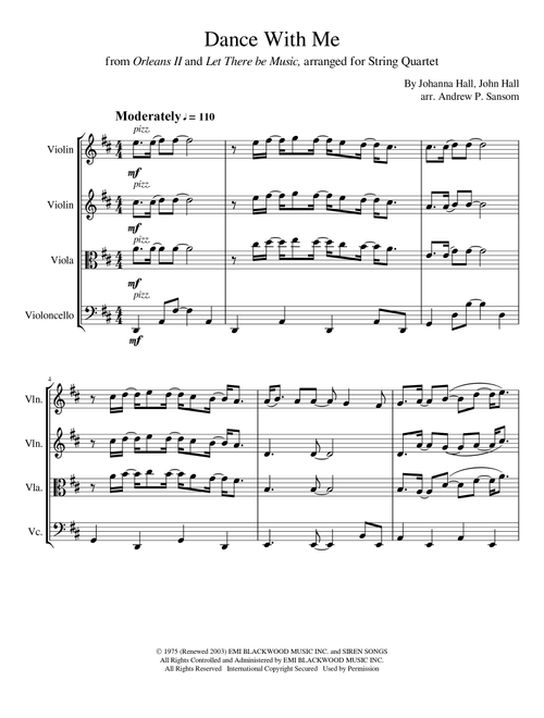 Dance With Me (Arr. Andrew P. Sansom) - Orleans (String Quartet)