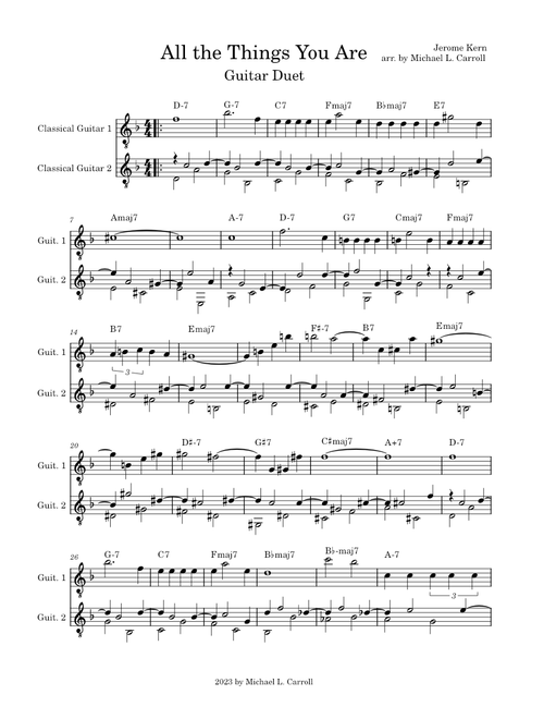 All the things you are – Jerome Kern -- Guitar Duet