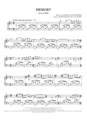 Play Official version of Memory (from Cats) Sheet Music by Andrew Lloyd ...
