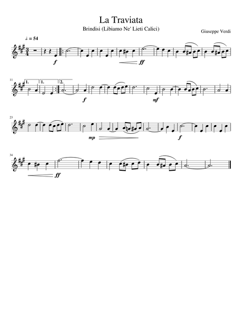 La Traviata - Brindisi (Libiam Ne' Lieti Calici) violin