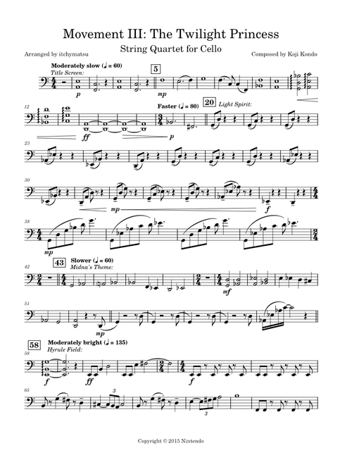 Symphony of the Goddesses – Chad Seiter (Movement III: Twilight Princess SQ for Cello)