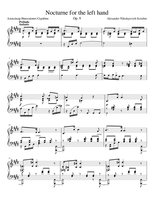 Scriabin's Nocturne for the left hand
