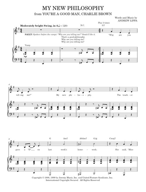 My New Philosophy (from You're a Good Man, Charlie Brown) - Andrew Lippa, You're A Good Man, Charlie (Piano Vocal)
