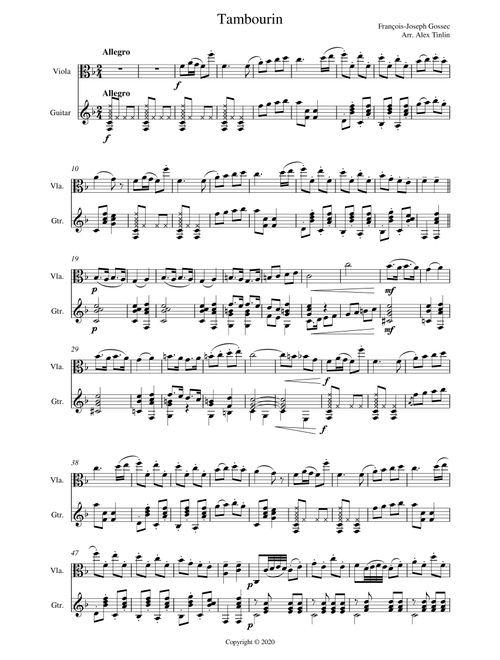 Tambourin (Arr. Alex Tinlin) (Instrumental Duet)